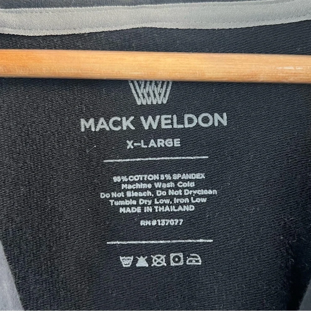 Mack Weldon Mens XL Full Zip Hooded Sweatshirt Hoodie Black Zip Pockets Cotton - Picture 2 of 6